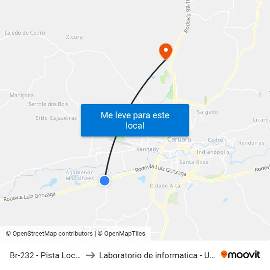 Br-232 - Pista Local, 420 to Laboratorio de informatica - UFPE /CAA map