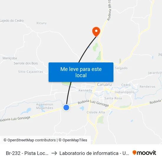 Br-232 - Pista Local, 641 to Laboratorio de informatica - UFPE /CAA map