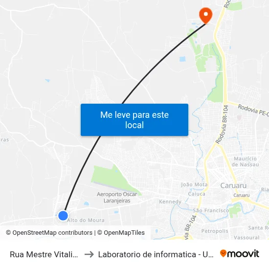 Rua Mestre Vitalino 331 to Laboratorio de informatica - UFPE /CAA map