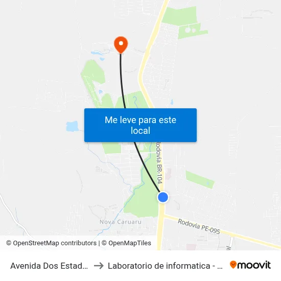 Avenida Dos Estados 2100 to Laboratorio de informatica - UFPE /CAA map