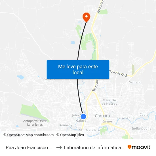 Rua João Francisco Lisboa 53a to Laboratorio de informatica - UFPE /CAA map