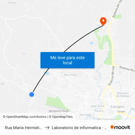 Rua Maria Hermelinda 136 to Laboratorio de informatica - UFPE /CAA map