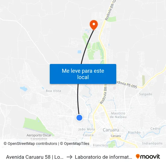 Avenida Caruaru 58 | Lotérica Boa Vista to Laboratorio de informatica - UFPE /CAA map