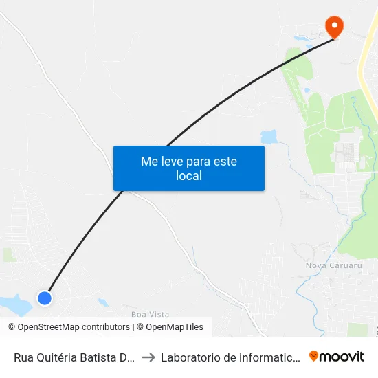 Rua Quitéria Batista De Souza 680 to Laboratorio de informatica - UFPE /CAA map