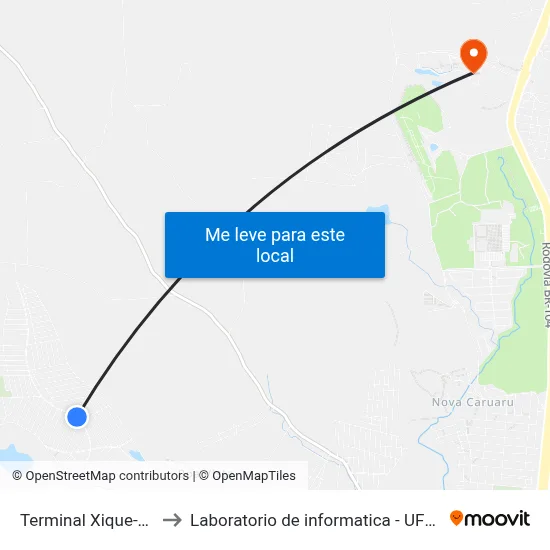 Terminal Xique-Xique to Laboratorio de informatica - UFPE /CAA map