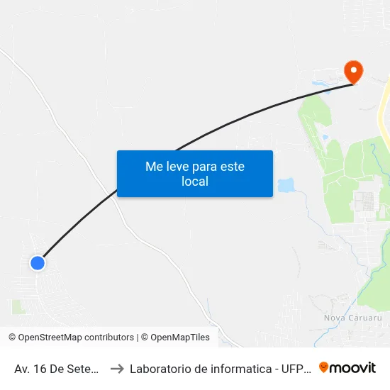 Av. 16 De Setembro to Laboratorio de informatica - UFPE /CAA map