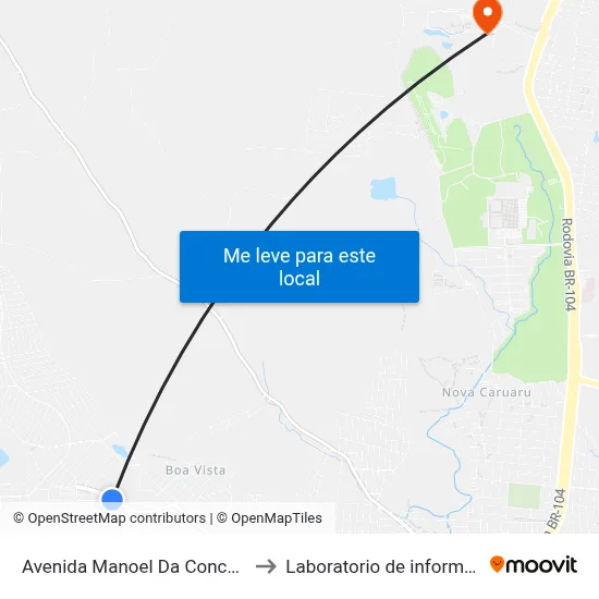 Avenida Manoel Da Conceição Gonçalves 444 to Laboratorio de informatica - UFPE /CAA map