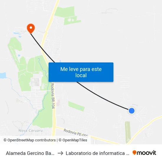 Alameda Gercino Barbosa 390 to Laboratorio de informatica - UFPE /CAA map