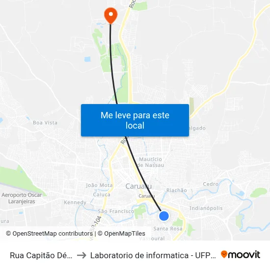 Rua Capitão Dé 229 to Laboratorio de informatica - UFPE /CAA map