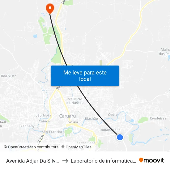 Avenida Adjar Da Silva Casé 311 to Laboratorio de informatica - UFPE /CAA map