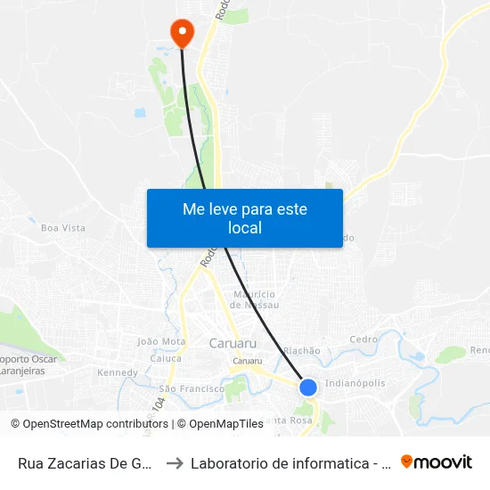 Rua Zacarias De Góes 1100 to Laboratorio de informatica - UFPE /CAA map