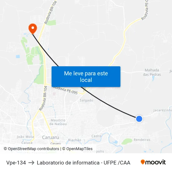 Vpe-134 to Laboratorio de informatica - UFPE /CAA map