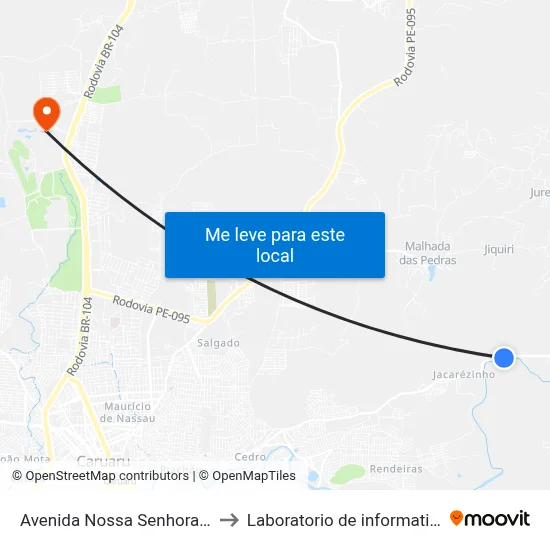 Avenida Nossa Senhora Das Dores 697 to Laboratorio de informatica - UFPE /CAA map