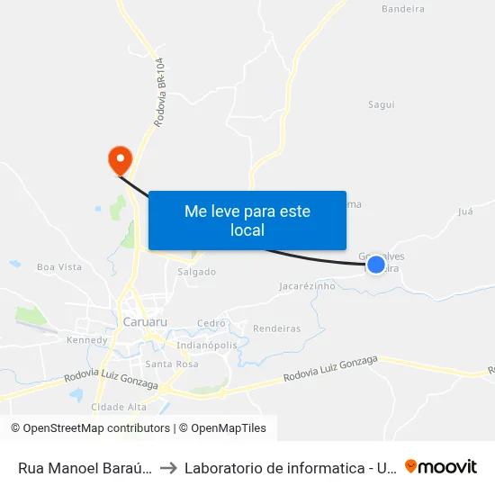 Rua Manoel Baraúna 215 to Laboratorio de informatica - UFPE /CAA map