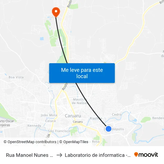 Rua Manoel Nunes Filho 761 to Laboratorio de informatica - UFPE /CAA map
