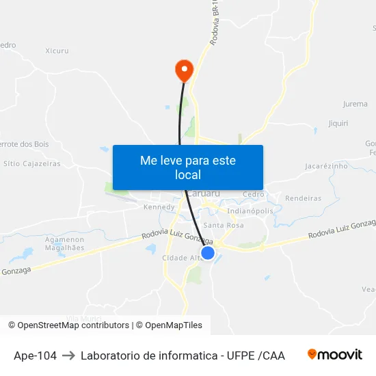 Ape-104 to Laboratorio de informatica - UFPE /CAA map