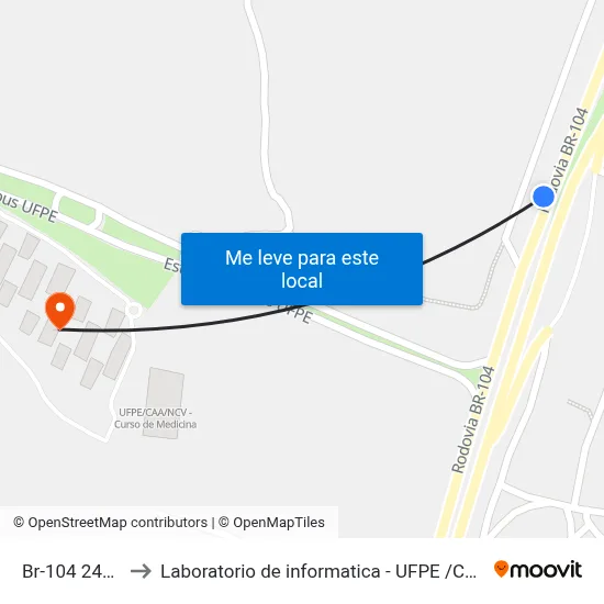 Br-104 2460 to Laboratorio de informatica - UFPE /CAA map