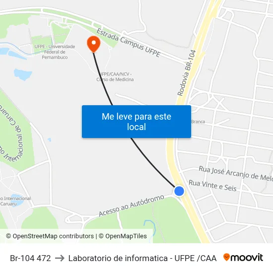 Br-104 472 to Laboratorio de informatica - UFPE /CAA map