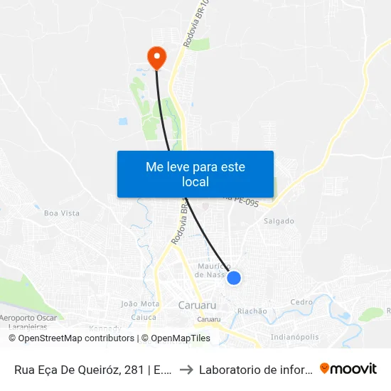 Rua Eça De Queiróz, 281 | E.R.E.M Pe. Zacarias Tavares to Laboratorio de informatica - UFPE /CAA map
