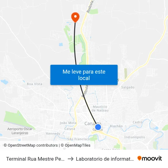 Terminal Rua Mestre Pedro | Life Center to Laboratorio de informatica - UFPE /CAA map
