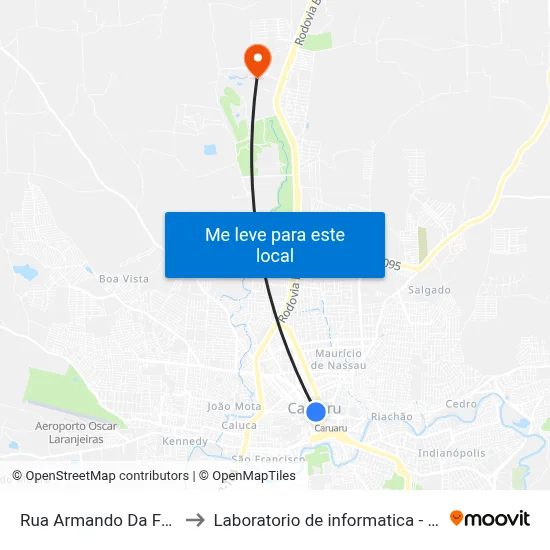 Rua Armando Da Fonte 119 to Laboratorio de informatica - UFPE /CAA map