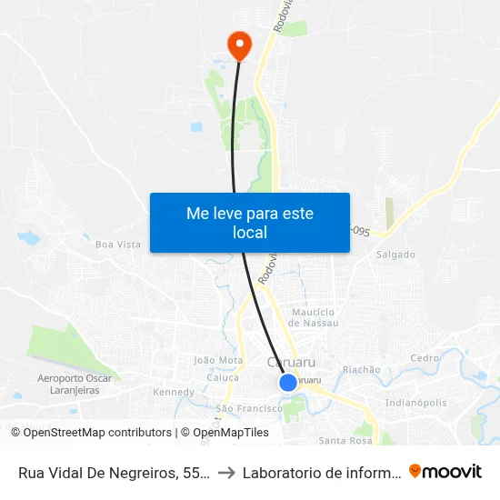 Rua Vidal De Negreiros, 55 | Praça Nova Euterpe to Laboratorio de informatica - UFPE /CAA map