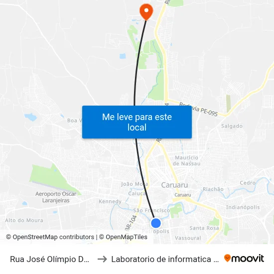 Rua José Olímpio Da Silva 491 to Laboratorio de informatica - UFPE /CAA map