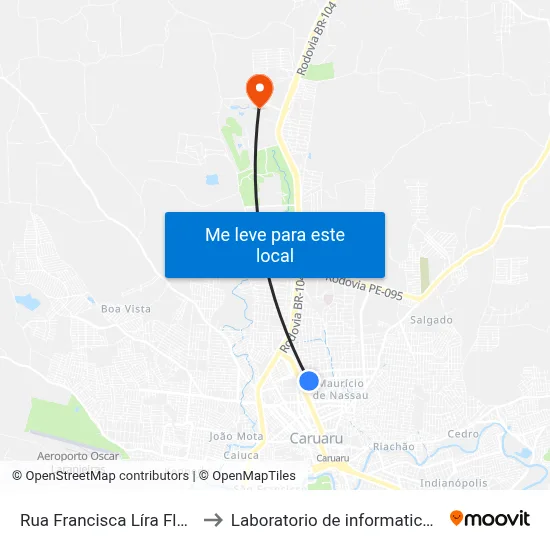Rua Francisca Líra Florêncio, 928 to Laboratorio de informatica - UFPE /CAA map