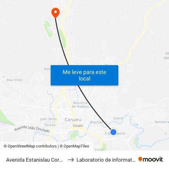 Avenida Estanislau Cordeiro De Melo 65 to Laboratorio de informatica - UFPE /CAA map