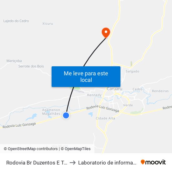 Rodovia Br Duzentos E Trinta E Dois, 489 to Laboratorio de informatica - UFPE /CAA map