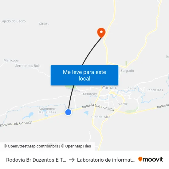 Rodovia Br Duzentos E Trinta E Dois, 463 to Laboratorio de informatica - UFPE /CAA map