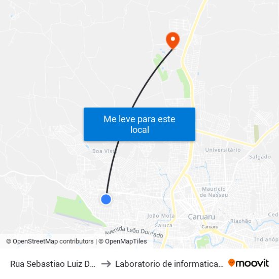 Rua Sebastiao Luiz Da Silva, 345 to Laboratorio de informatica - UFPE /CAA map