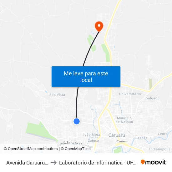 Avenida Caruaru, 976 to Laboratorio de informatica - UFPE /CAA map