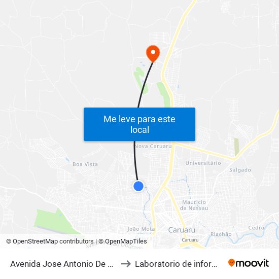 Avenida Jose Antonio De Carvalho Jd Panram, 6 to Laboratorio de informatica - UFPE /CAA map