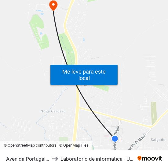 Avenida Portugal, 1290 to Laboratorio de informatica - UFPE /CAA map