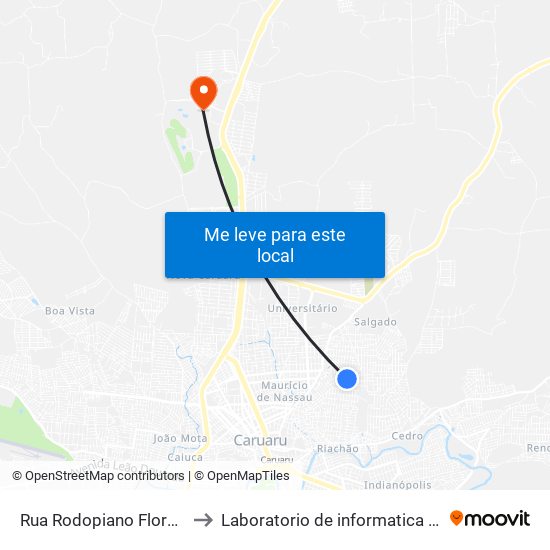 Rua Rodopiano Florêncio, 132 to Laboratorio de informatica - UFPE /CAA map