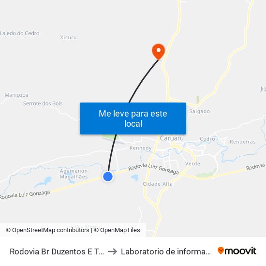 Rodovia Br Duzentos E Trinta E Dois, 351 to Laboratorio de informatica - UFPE /CAA map