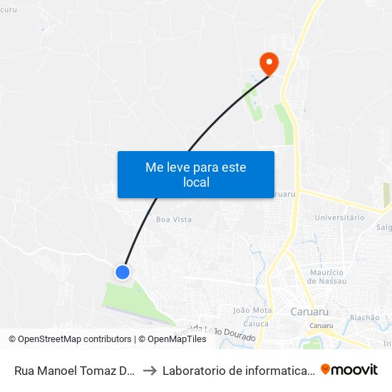 Rua Manoel Tomaz Da Silva, 895 to Laboratorio de informatica - UFPE /CAA map