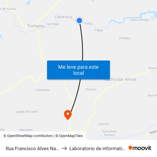 Rua Francisco Alves Nascimento, 329 to Laboratorio de informatica - UFPE /CAA map