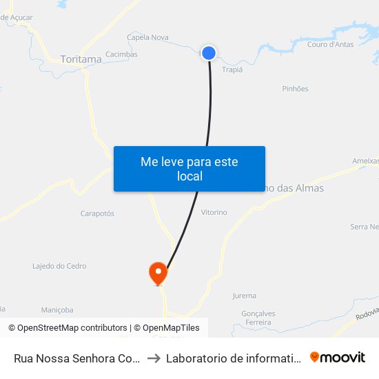 Rua Nossa Senhora Conceicao, 4277 to Laboratorio de informatica - UFPE /CAA map