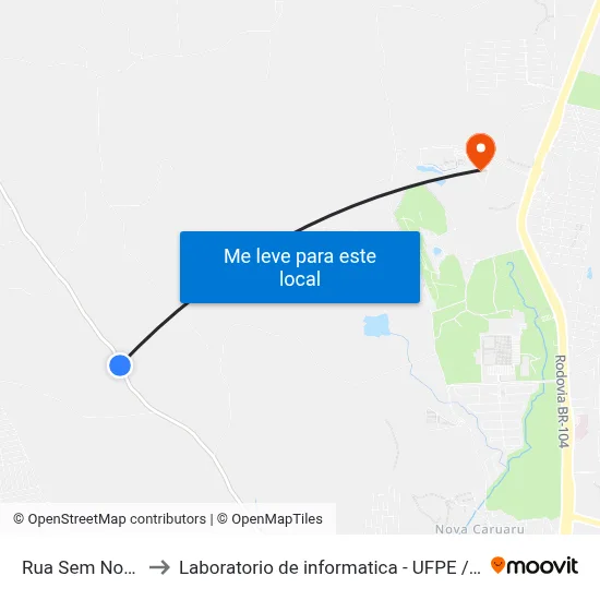 Rua Sem Nome to Laboratorio de informatica - UFPE /CAA map