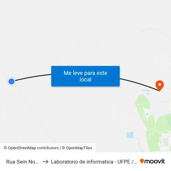 Rua Sem Nome to Laboratorio de informatica - UFPE /CAA map