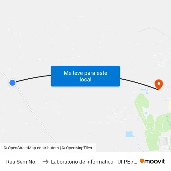 Rua Sem Nome to Laboratorio de informatica - UFPE /CAA map
