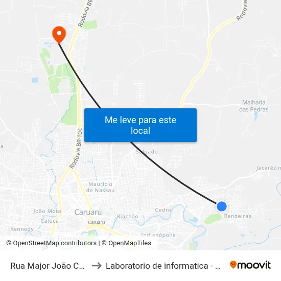 Rua Major João Coelho, 5 to Laboratorio de informatica - UFPE /CAA map