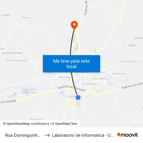 Rua Dominguinhos, 140 to Laboratorio de informatica - UFPE /CAA map