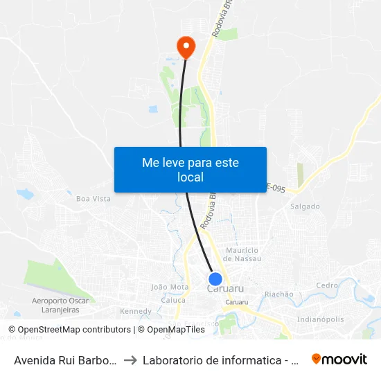 Avenida Rui Barbosa, 366 to Laboratorio de informatica - UFPE /CAA map