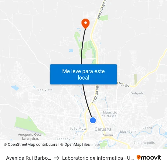Avenida Rui Barbosa 750 to Laboratorio de informatica - UFPE /CAA map