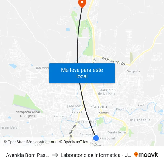 Avenida Bom Pastor 248 to Laboratorio de informatica - UFPE /CAA map
