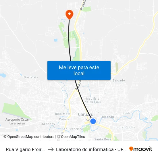 Rua Vigário Freire, 285 to Laboratorio de informatica - UFPE /CAA map