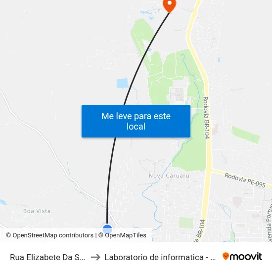 Rua Elizabete Da Silva, 599 to Laboratorio de informatica - UFPE /CAA map